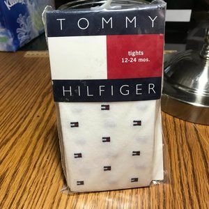 Tommy Hilfiger white logo tights 12-24 mos New
